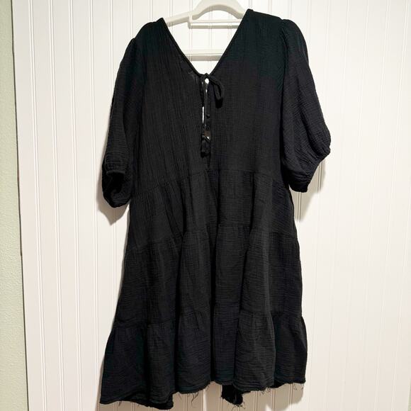 Aerie Black Pool To Party Dress Cotton Gauzy Babydoll Size XXL - Picture 6 of 7